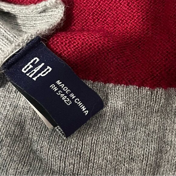 Gap Red & Grey Stripes Cotton & Angora Blend Long Knit Scarf - Picture 3 of 5